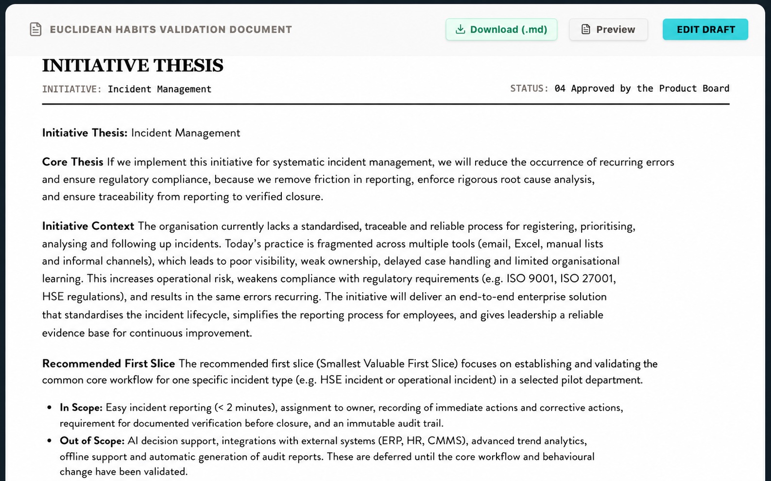 Product Vanguard Initiative Grounding Assistant